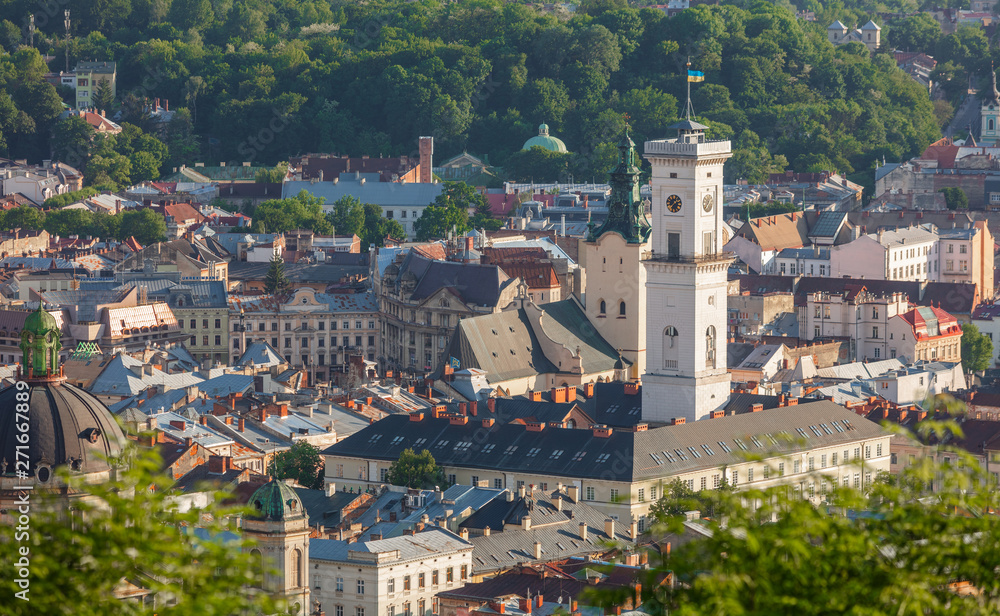 Panoramic view on Lviv from high Castle