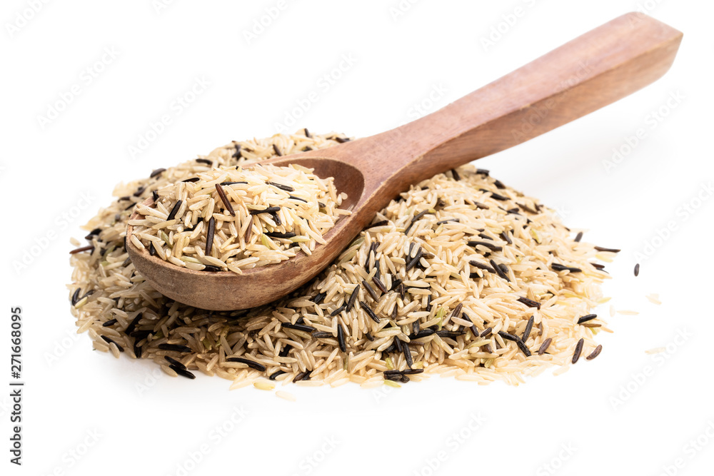 Wild brown basmati rice isolated on white Wild brown basmati rice isolated on white