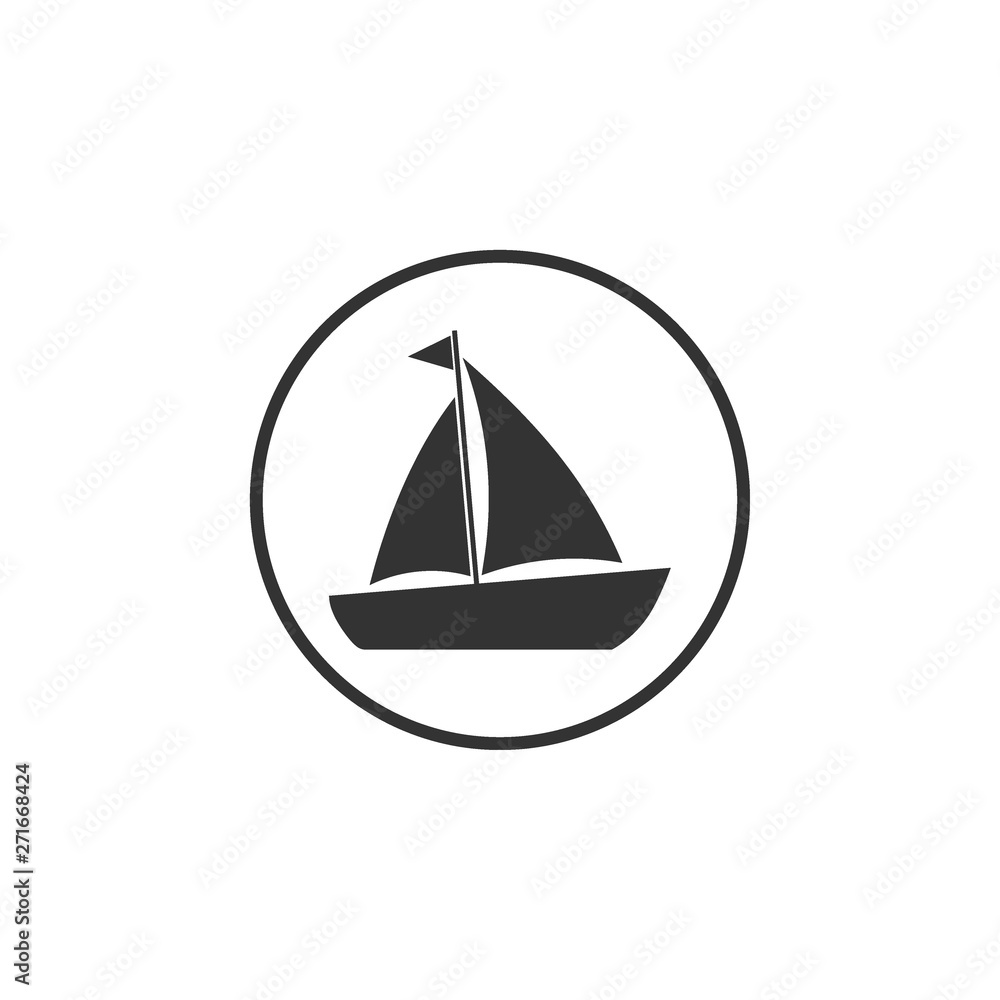 Boat, sail, sailing, ship, yacht icon. Vector illustration, flat design.