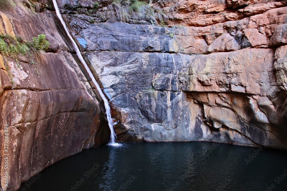 Meiringspoort waterfall in the Swartberg mountains. This is a popular tourist attraction in South Africa. 