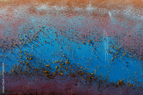 Detail of peeling blue paint and rust,Detail of peeling blue paint and rust