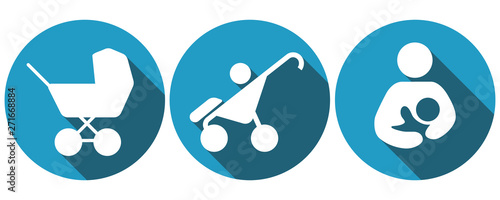 Symbols for baby stroller and breastfeeding