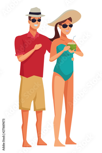 Young couple enjoying summer cartoons
