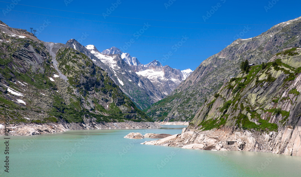 Swiss beauty, turquoise water of Grimselsee dam Swiss beauty, turquoise water of Grimselsee dam