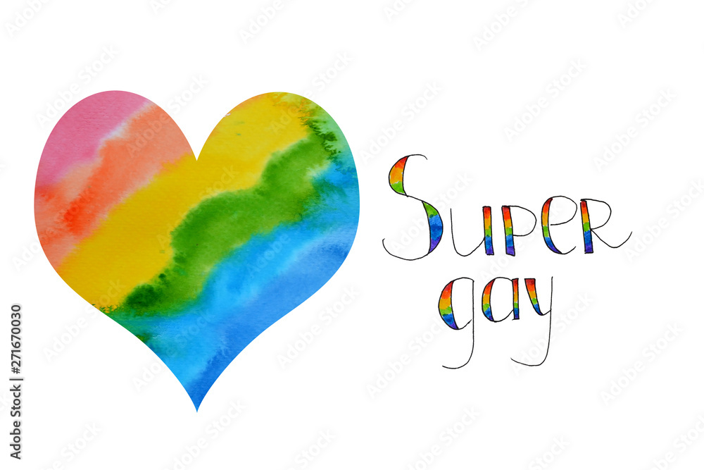Rainbow hand drawn watercolor LGBT Pride design elements. Poster, card, banner and background Rainbow hand drawn watercolor LGBT Pride design elements. Poster, card, banner and background