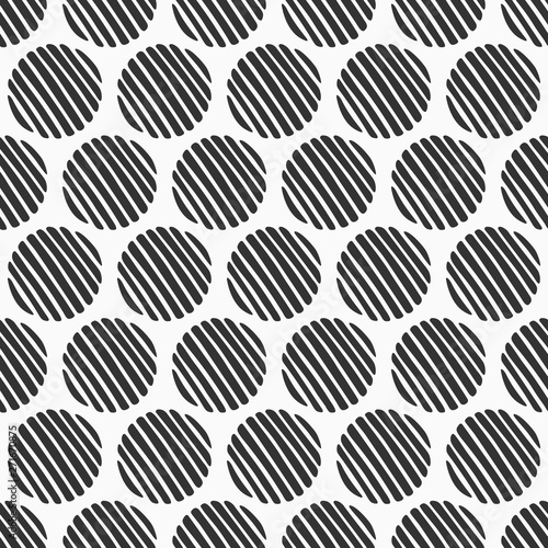 Abstract seamless pattern of hand drawn striped circles. Textured circles pattern. Monochrome vector background.