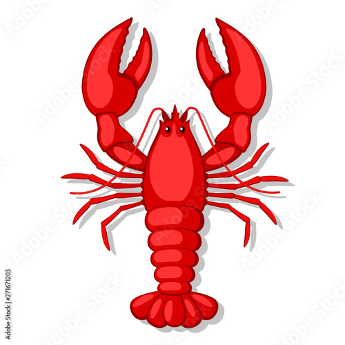 Red lobster on a white. The form of the top.
