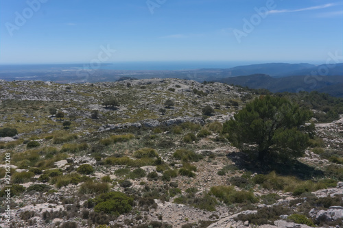 Mallorca. Mountain range Serra de Tramuntana. Mountain peaks and valleys on the way to Sa Calobra bay
