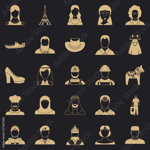 Townsman icons set. Simple set of 25 townsman vector icons for web for any design