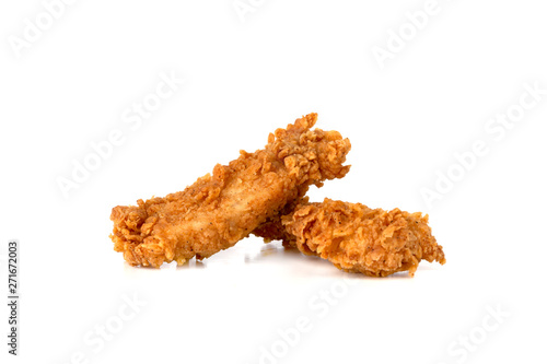 Foto Fried chicken fillets on a white background