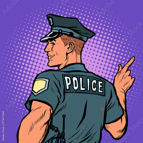 police officer cop points directions
