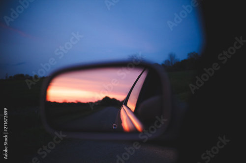 Sunset Car Mirror