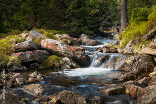 Obraz na płótnie Small waterfall in the Krkonose National park Sumava, Certova Strouha, Czech Republic w salonie