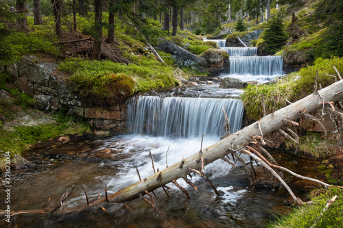 Obraz na płótnie Waterfalls in the Krkonose National park Sumava, Certova Strouha, Czech Republic w salonie