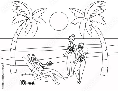 Girls with summer swimwear design