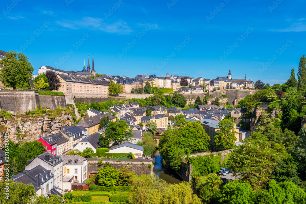 High Angle view on Old Town of Luxembourg City, Luxembourg