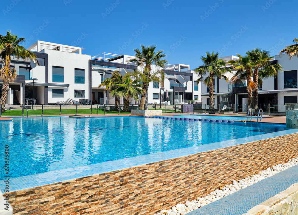 Modern town houses with swimming pool, Torrevieja, Spain