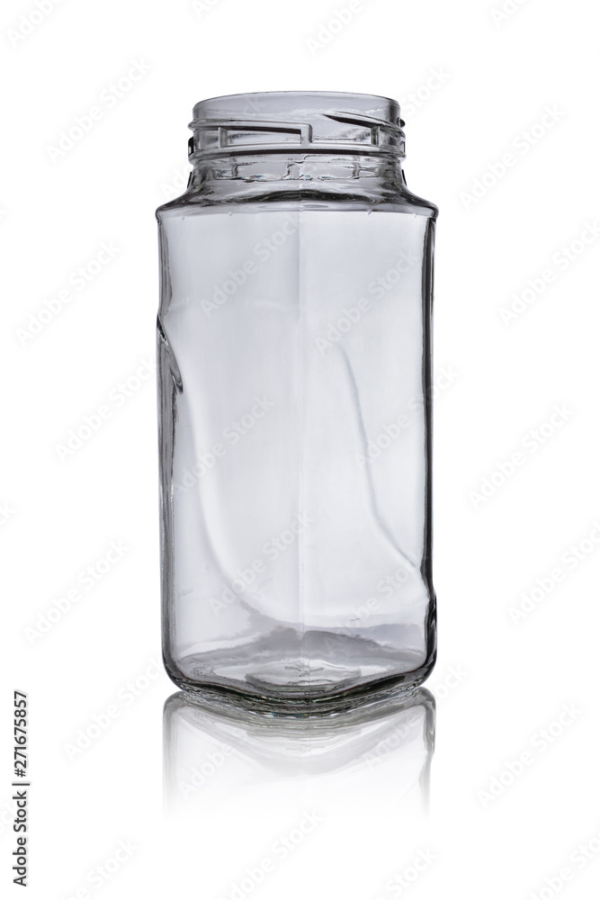 glass jar for coffee isolated on a white background with reflection glass jar for coffee isolated on a white background with reflection