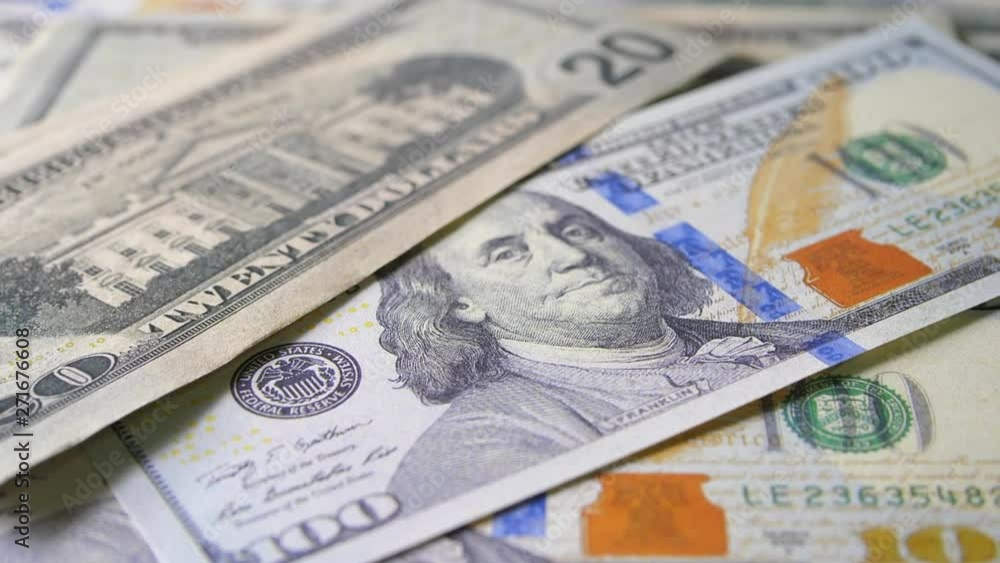 Close up rotating dollar banknote background Close up rotating dollar banknote background