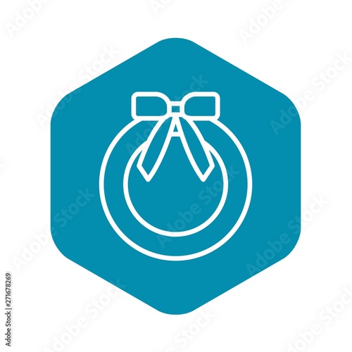 Christmas wreath icon. Outline christmas wreath vector icon for web design isolated on black background