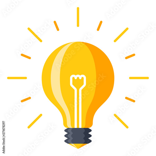 Light bulb glowing idea icon color vector illustration