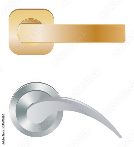 Door handle vector doorknob to lock doors at home and metal door-handle in house interior illustration set of entrance door-knob design isolated on white background