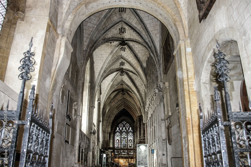 Interior of St. Albans Cathedral. St. Albans, Hertfordshire, England, UK