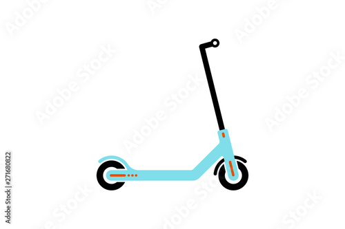 Fotografie, Obraz Vector electric light blue scooter icon modern flat design on white background