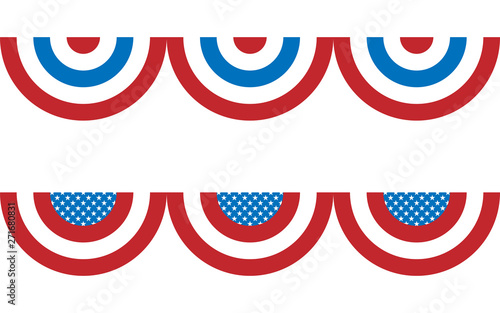 Round bunting decoration, for USA Independence day celebration. Vector illustration
