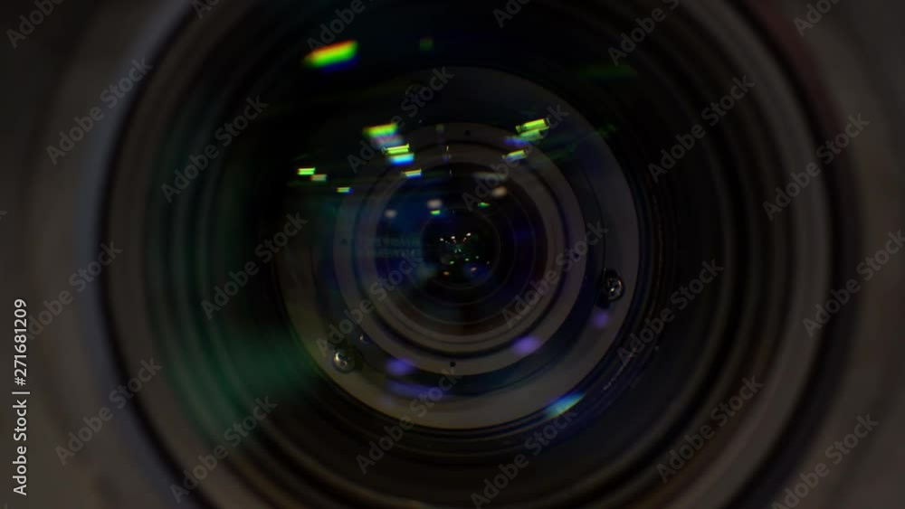 A macro view of a working camera lens.
