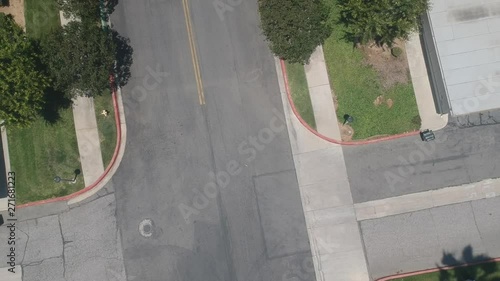 Suburban street aerial footage in daylight