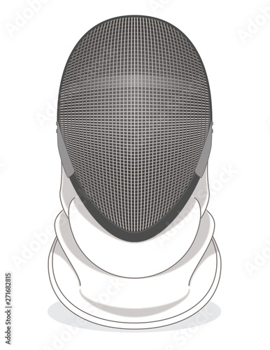 fencing helmet with mesh and bib isolated on a white background