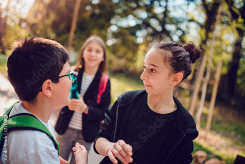Classmates confronting at schoolyard © kerkezz