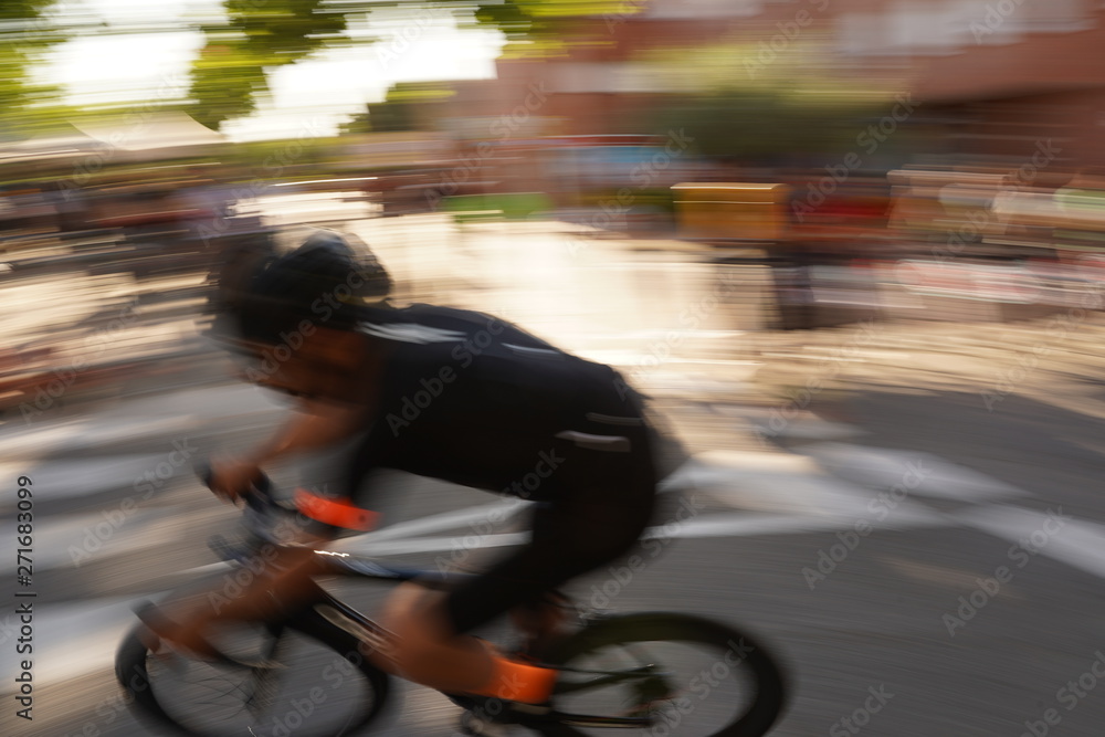 Obraz premium Bike racing in movement. Barcelona Catalonia, Spain