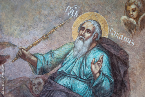 Tablou pe pânză Fragment of the mural painting of Jahve Sabaoth or Heavenly Host