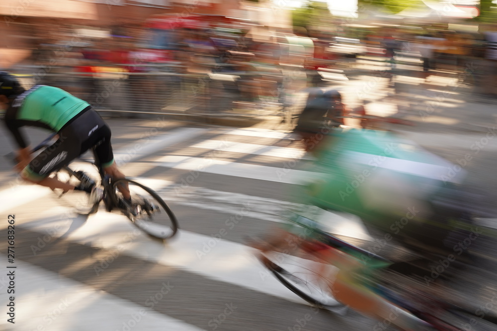 Bike racing in movement. Barcelona Catalonia, Spain