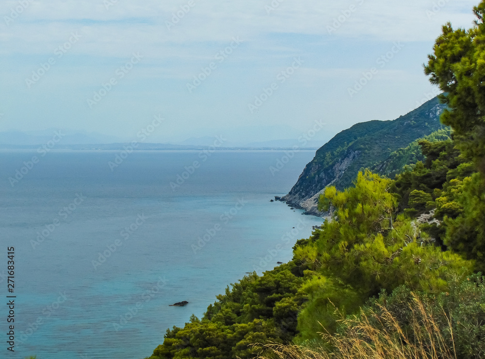 Obraz premium View of the rocky shores of Lefkada.