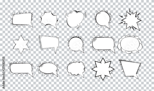 Set of cartoon speech bubbles on transparent background. Vector Illustration