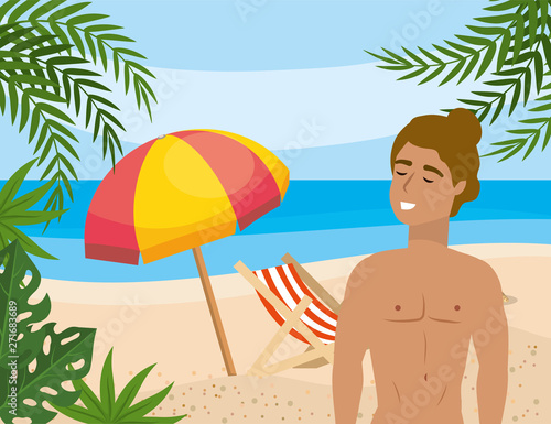 Boy with summer swimwear design