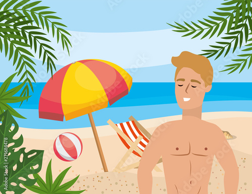 Boy with summer swimwear design