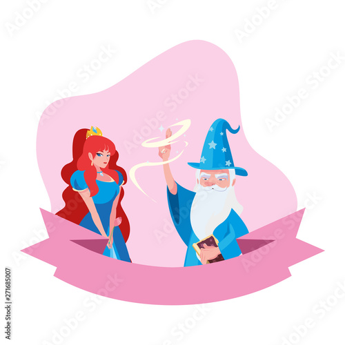 beautiful princess with wizard of tales characters