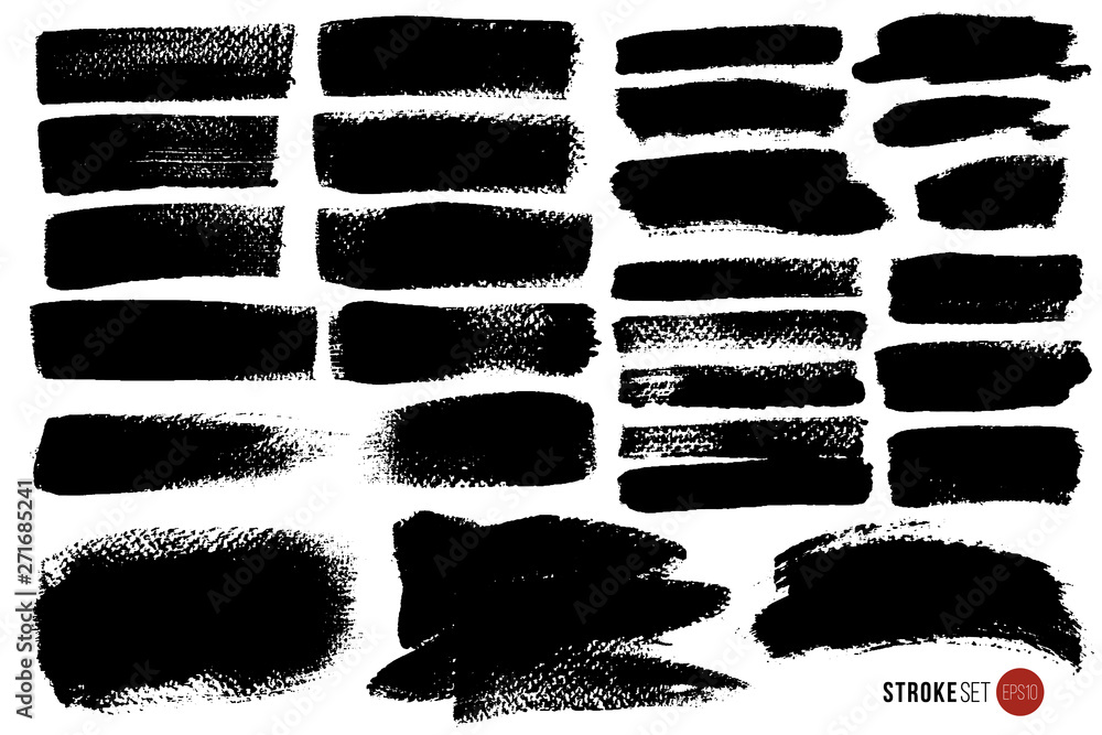 Big vector set of hand drawn brush strokes and stains. One color ...
