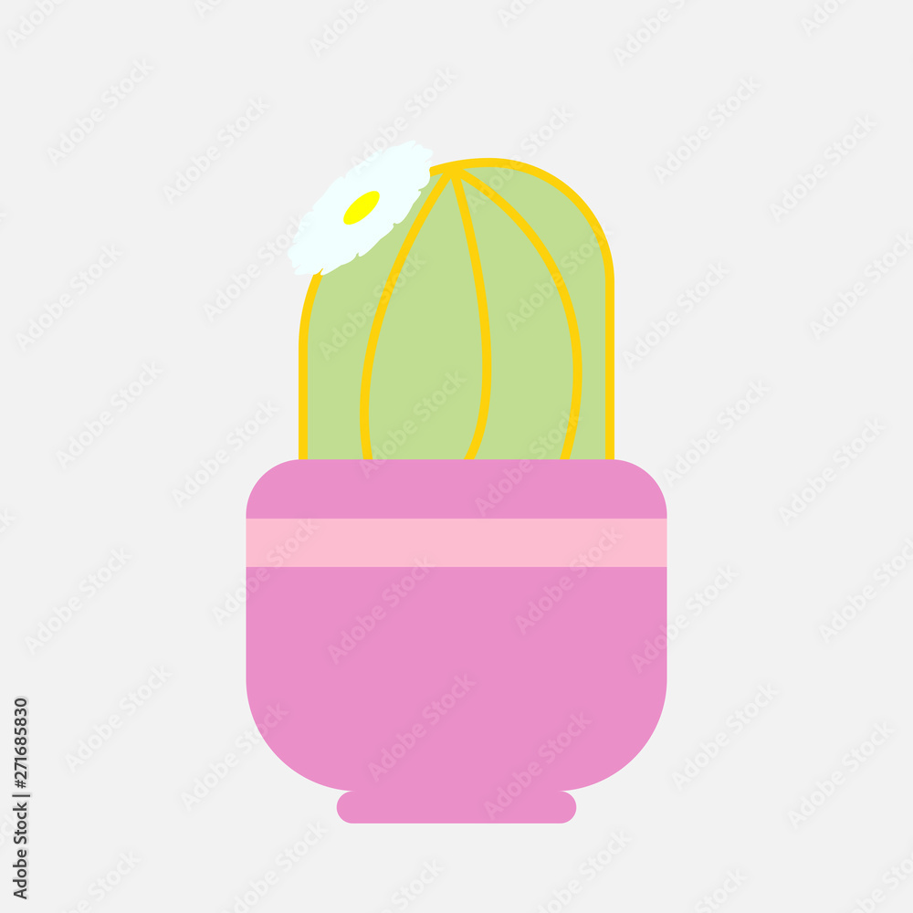 Fototapeta premium cactus with flower houseplant isolated icon. Pink pot