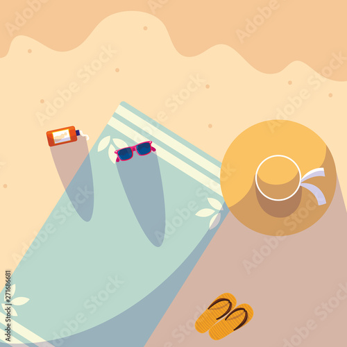 summer towel in the beach design