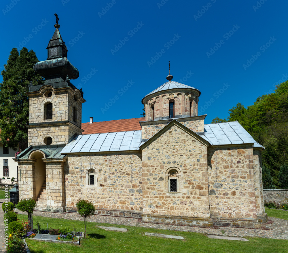 Loznica, Serbia - April 21, 2019: The Tronosa Monastery (serbian: Manastir Tronoša) is a Serbian Orthodox monastery to the 14th Century, one of the oldest Orthodox Serbian sites. 