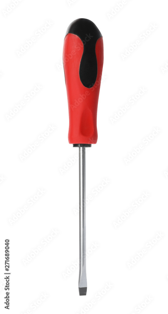 New screwdriver on white background. Professional construction tool New screwdriver on white background. Professional construction tool