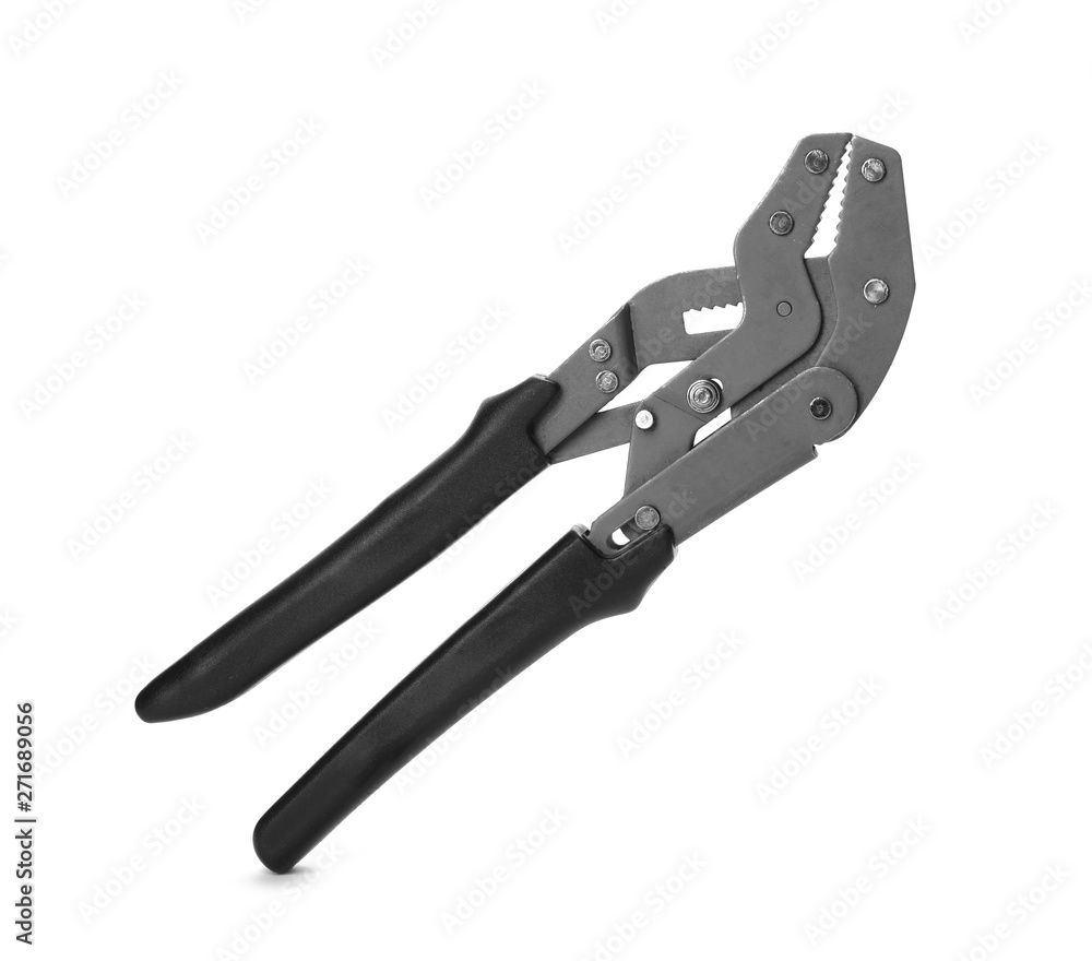 New pliers on white background. Professional construction tool New pliers on white background. Professional construction tool