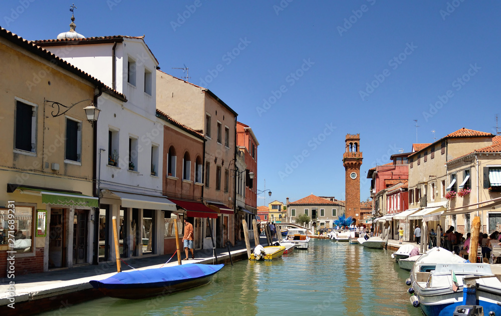 view of a channel on murano island in italy