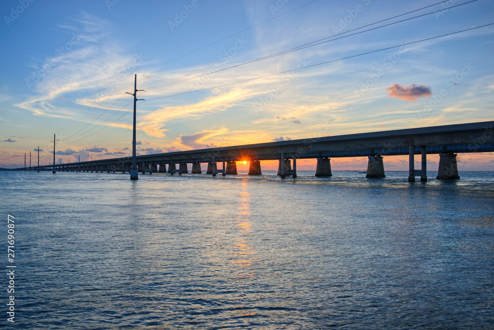 Sunset over the Seven Mile Bridge, Florida Keys, Florida