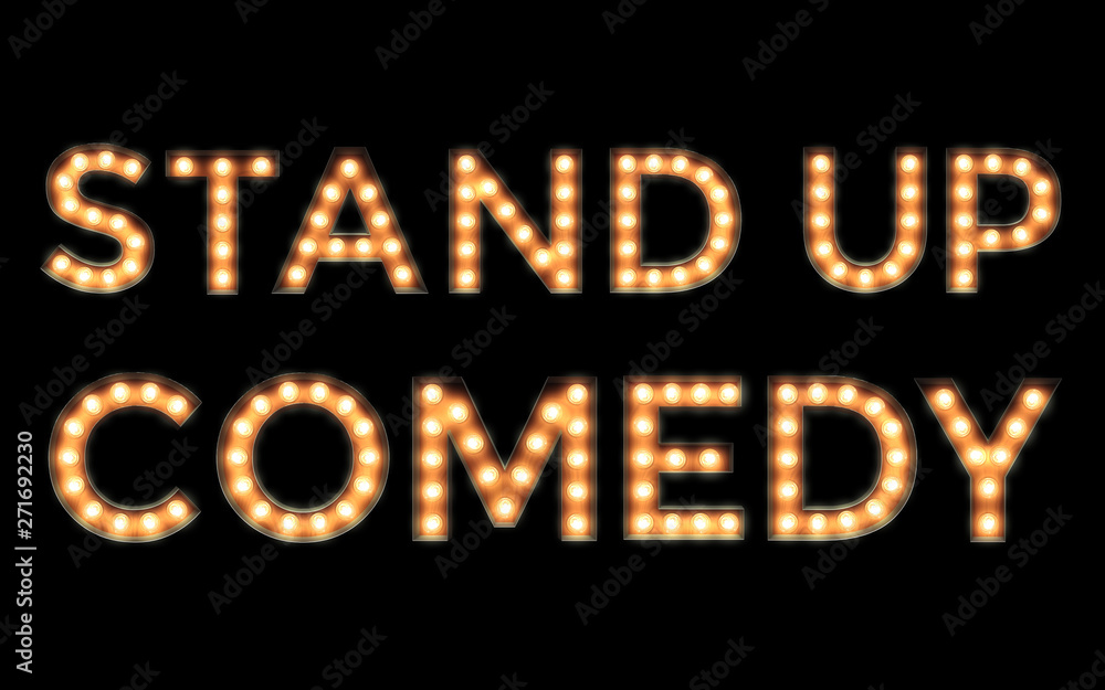 Stand Up Comedy - Nightclub Light Sign with Bulbs - obrazy, fototapety, plakaty 